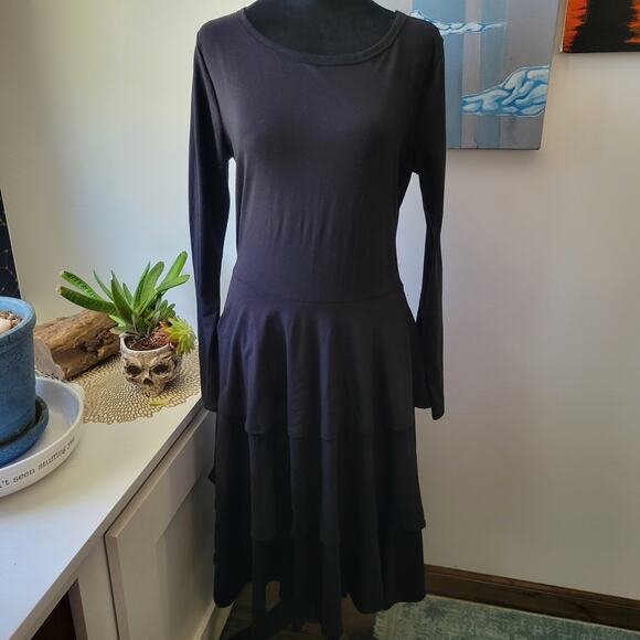 LuLaRoe Georgia Black Ruffle 3-Tier Skirt Dress – Women’s Size Large - Picture 6 of 9